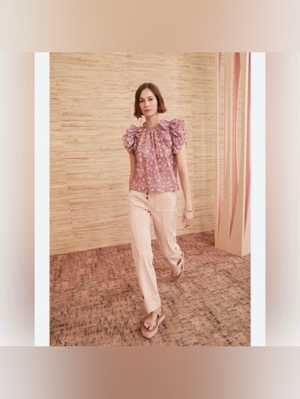 NWT Ulla Johnson Lavender Dot Print Manon Silk Top  Blouse Size 6 Short Sleeve. - Picture 11 of 12